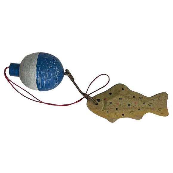 Vintage Wooden Fishing Christmas Tree Ornament - Picture 2 of 7